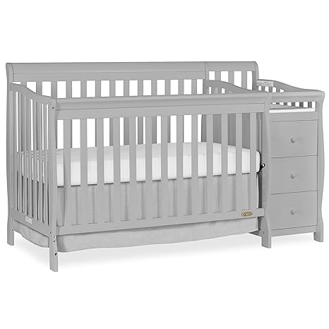 5 In 1 Brody Convertible Crib With Changer In White, Greenguard Gold Certified, Comes With 1" Changing Pad, Non-Toxic Finish, Made Of Durable Pinewood