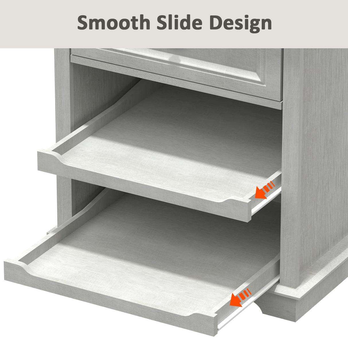 REDAYFUR 24" Large End Table with Charging Station, Sofa Side Table with Drawers, Square Storage Table with 2 Open Mind Drawers & Adjustable Storage Shelf for Living Room,Study Room,Antique White
