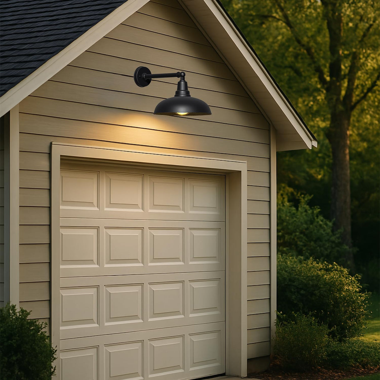 14" Outdoor Gooseneck Barn Light - Black Wall Mount Light, Waterproof and Rustproof