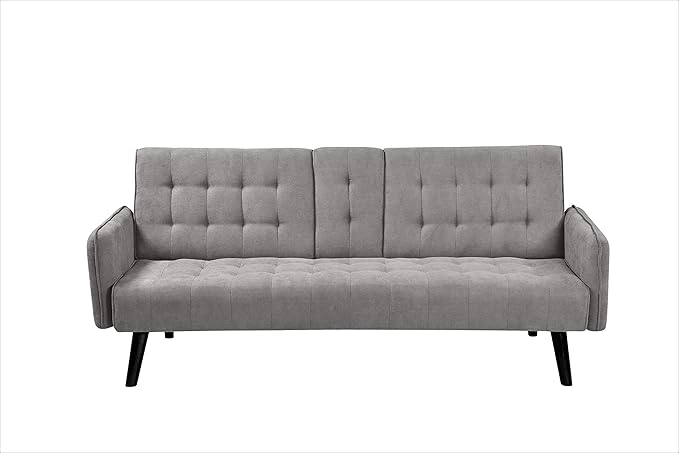 Hash Sleeper Sofa Bed with Folding Backrest, Cup Holder and Linen Fabric Upholstery,
