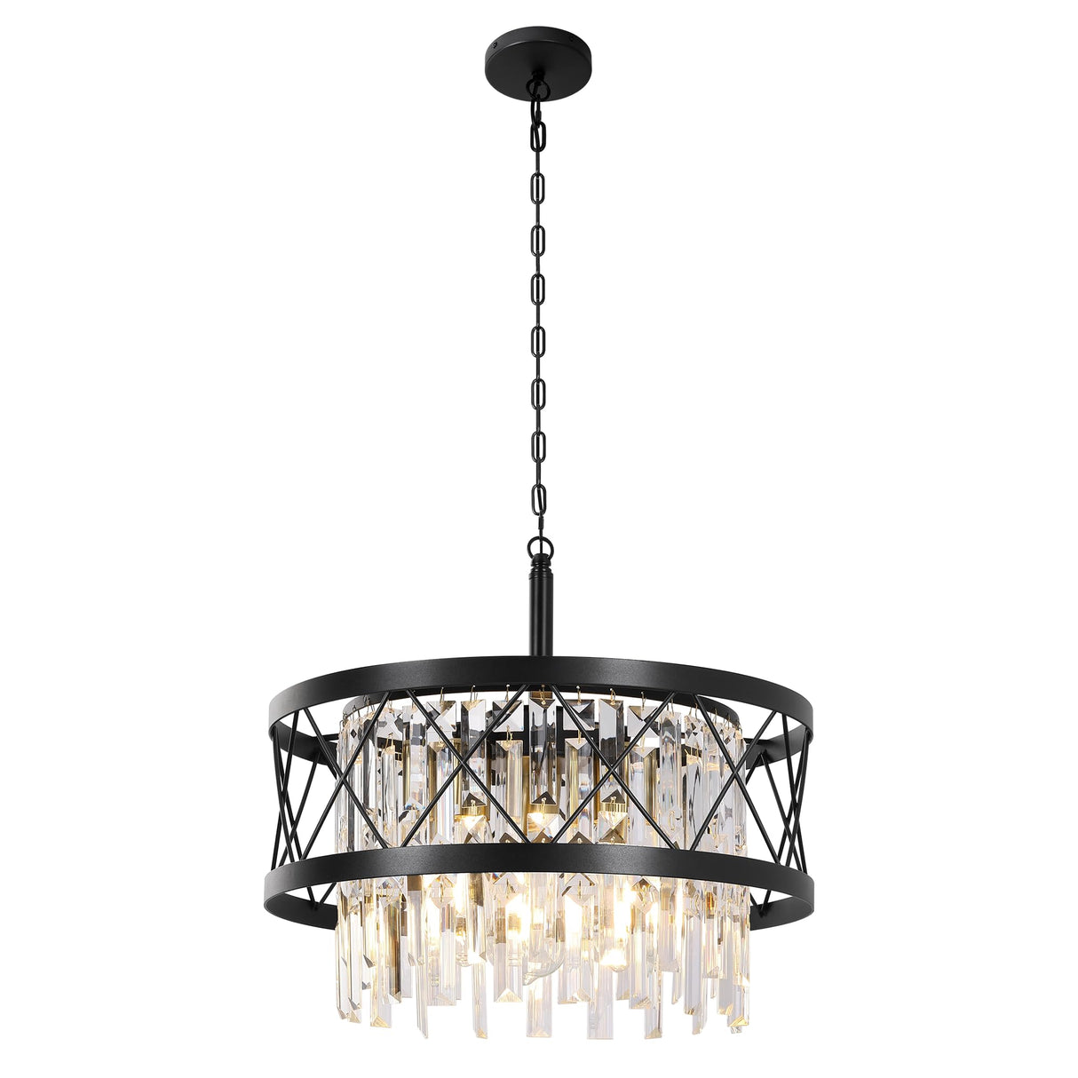 Crystal Chandelier for Bedrooms, 16'' Small Farmhouse Chandelier, Crystal Ceiling Light