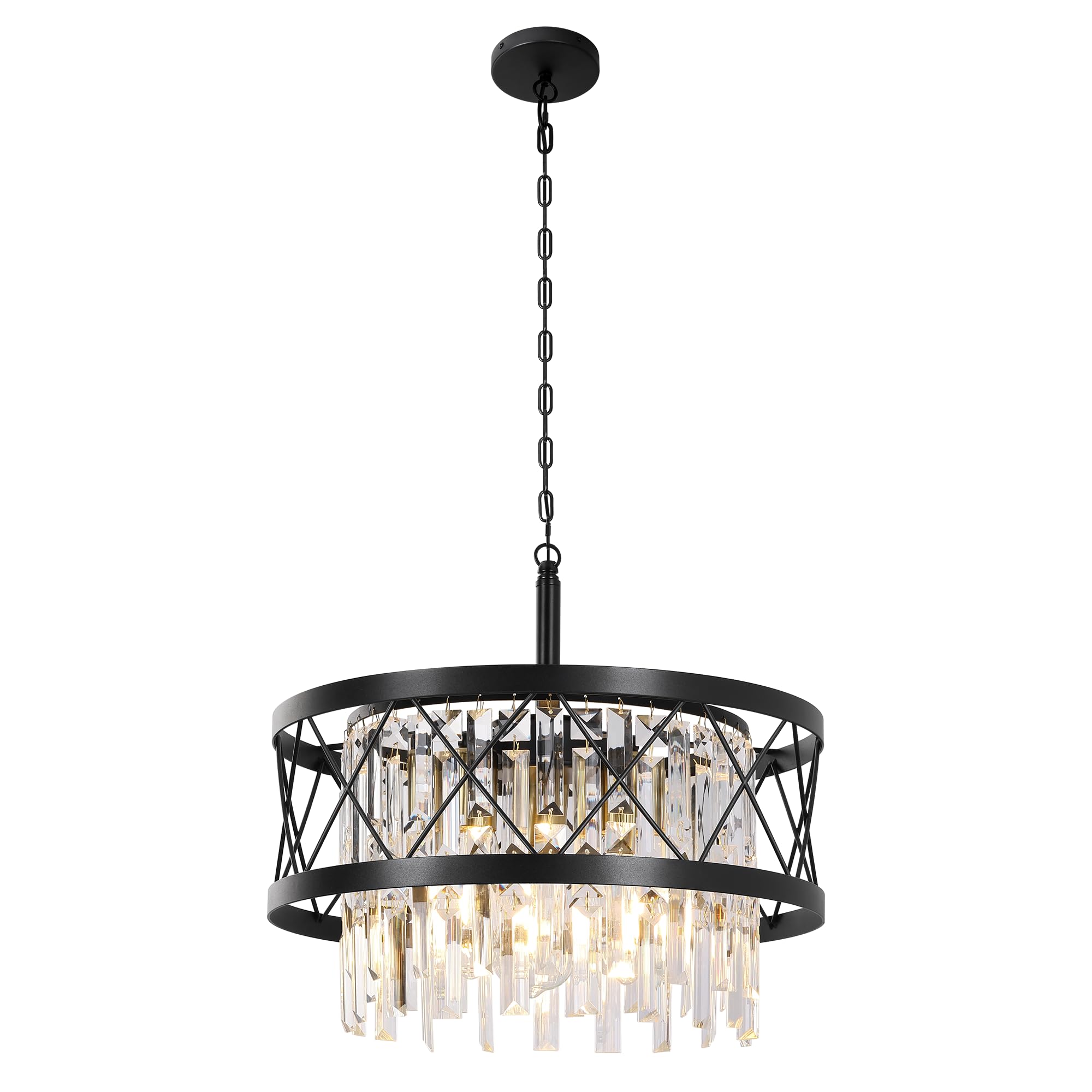 Crystal Chandelier for Bedrooms, 16'' Small Farmhouse Chandelier, Crystal Ceiling Light