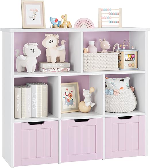 Toy Storage Organizer with 3 Movable Drawers, Floor Storage Cabinet Toy Chest