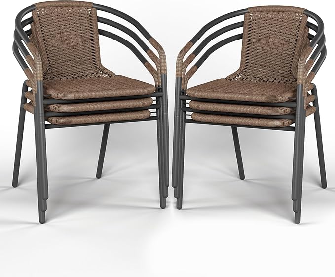 Outdoor Dining Chairs Set of 4, Rattan Patio Chairs Wicker