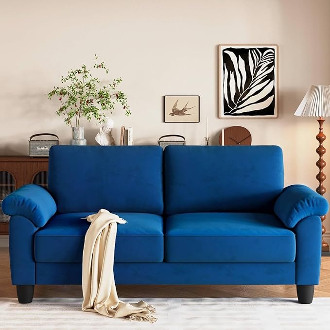70" Velvet Sofa Couch with Storage - Mid-Century Modern Loveseat for Small Spaces