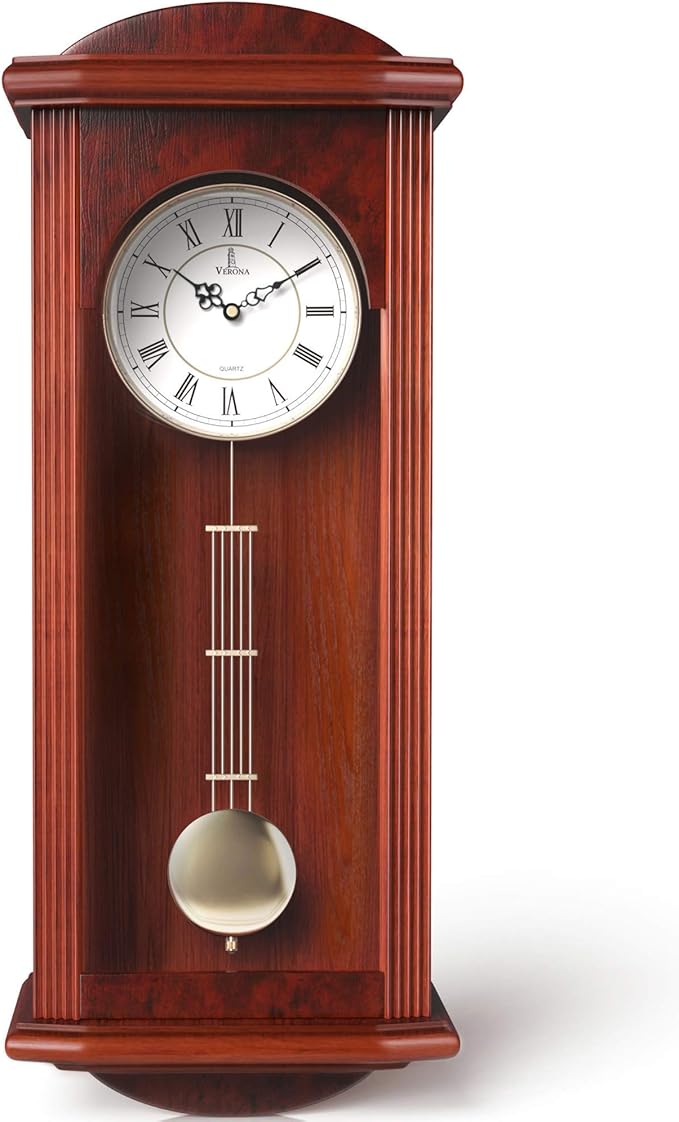 Wall Clock Battery Operated - Wooden Hanging Grandfather Wall Clock