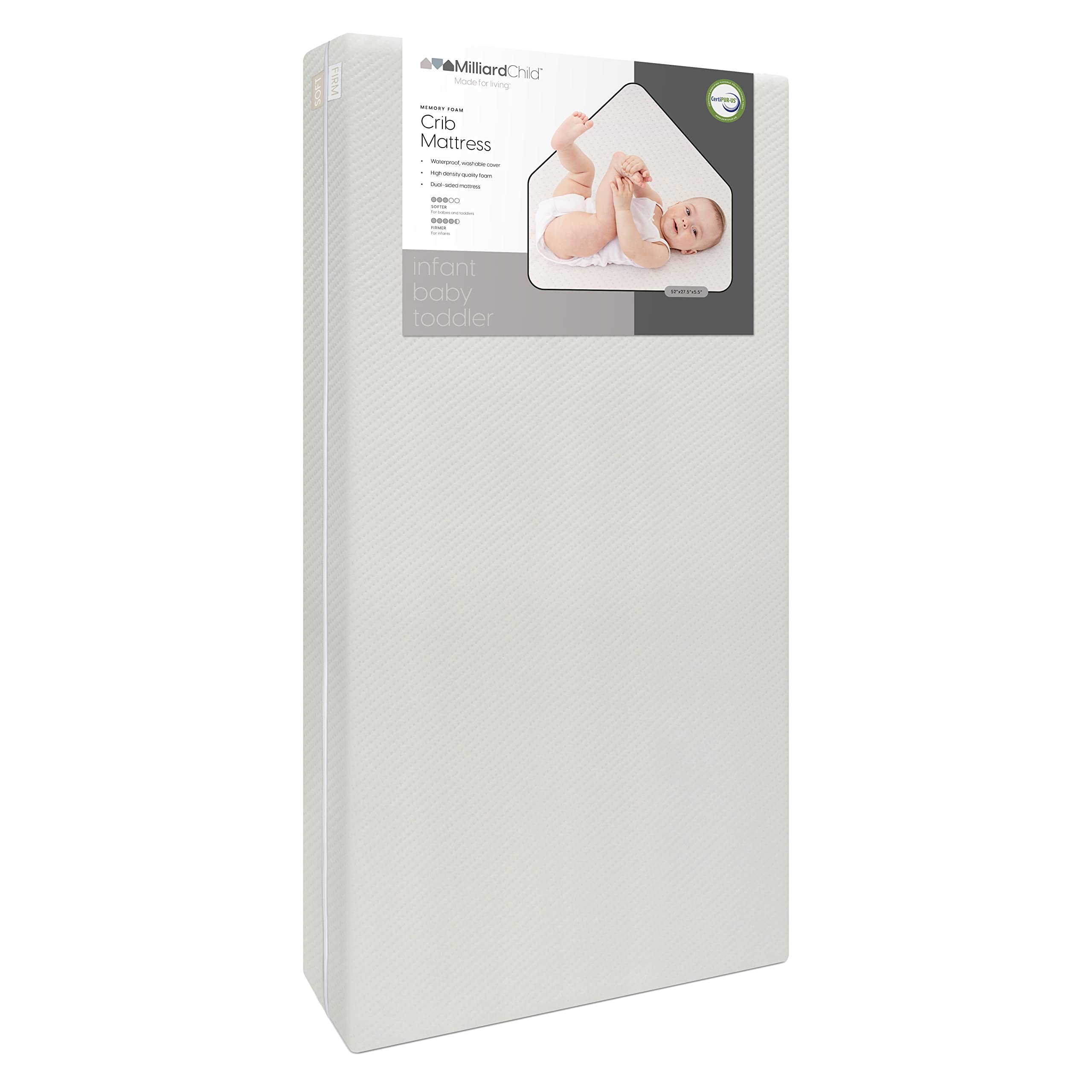 Premium Memory Foam Infant Crib Mattress and Toddler Bed Mattress