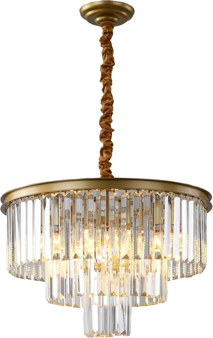 Black Modern Crystal Chandelier Lighting K9 Crystal Round Chandelier