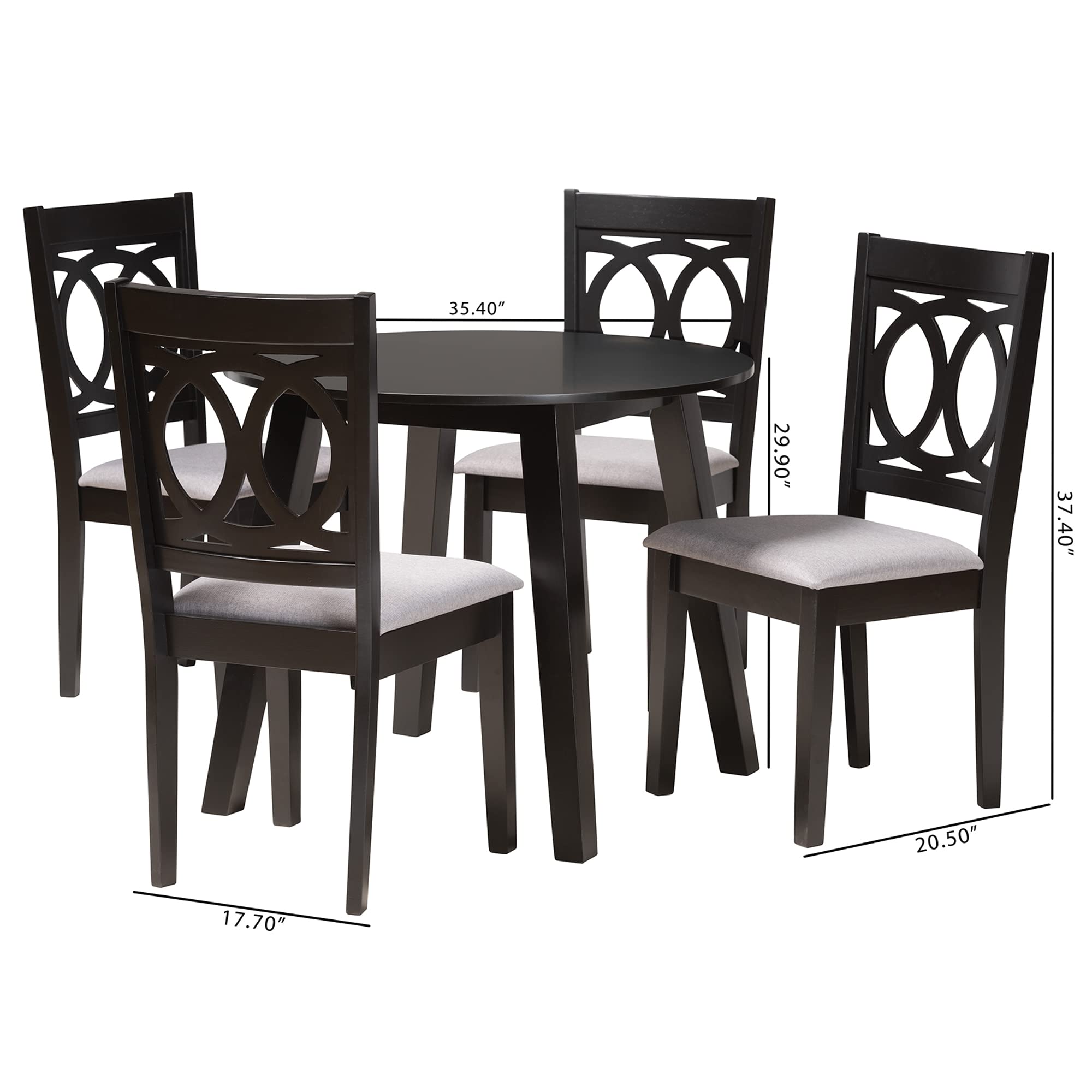 Set, 5-Piece, Grey/Dark Brown
