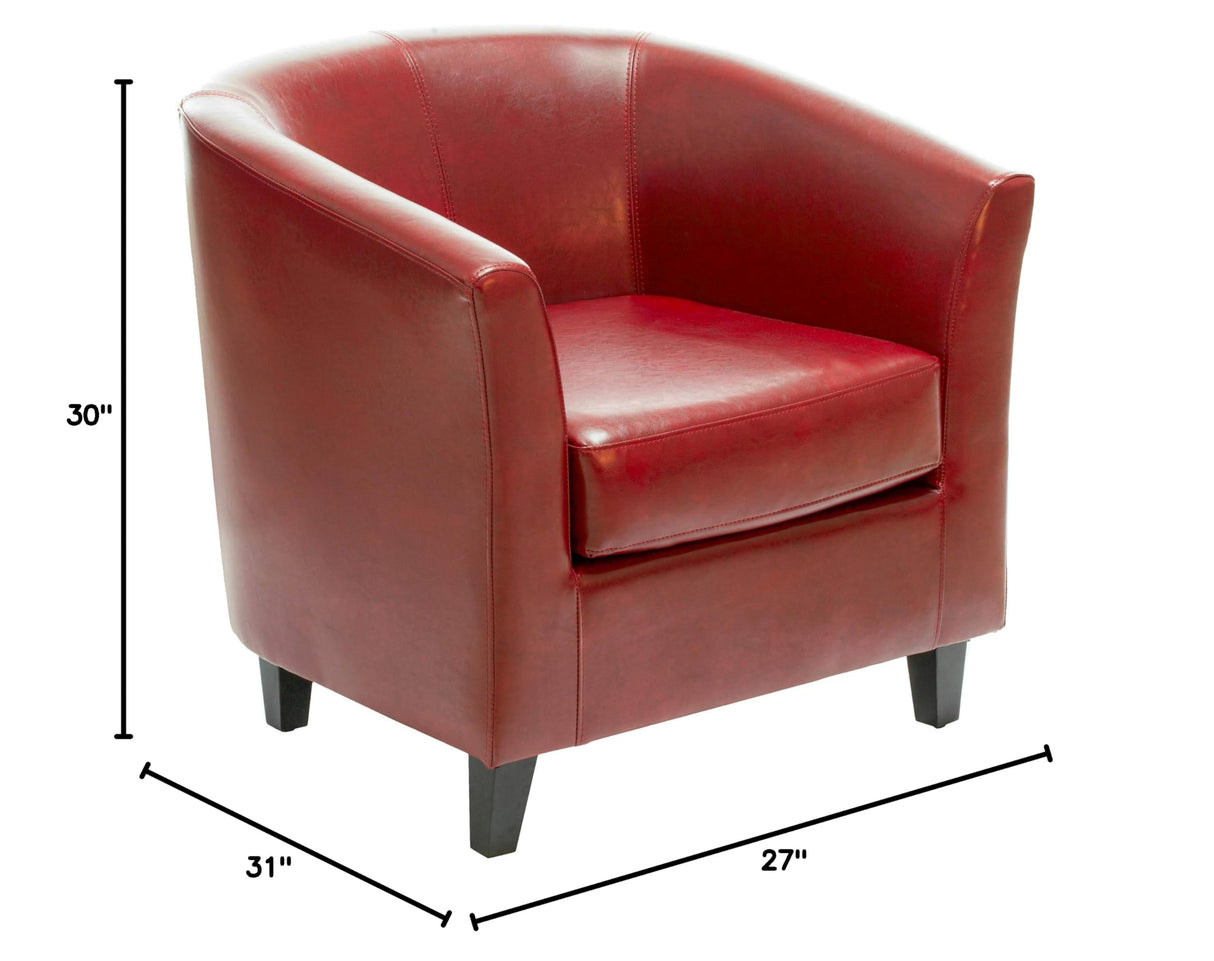 Petaluma Oxblood Red Leather Club Chair 30-1/2 by 28 by 30-1/2