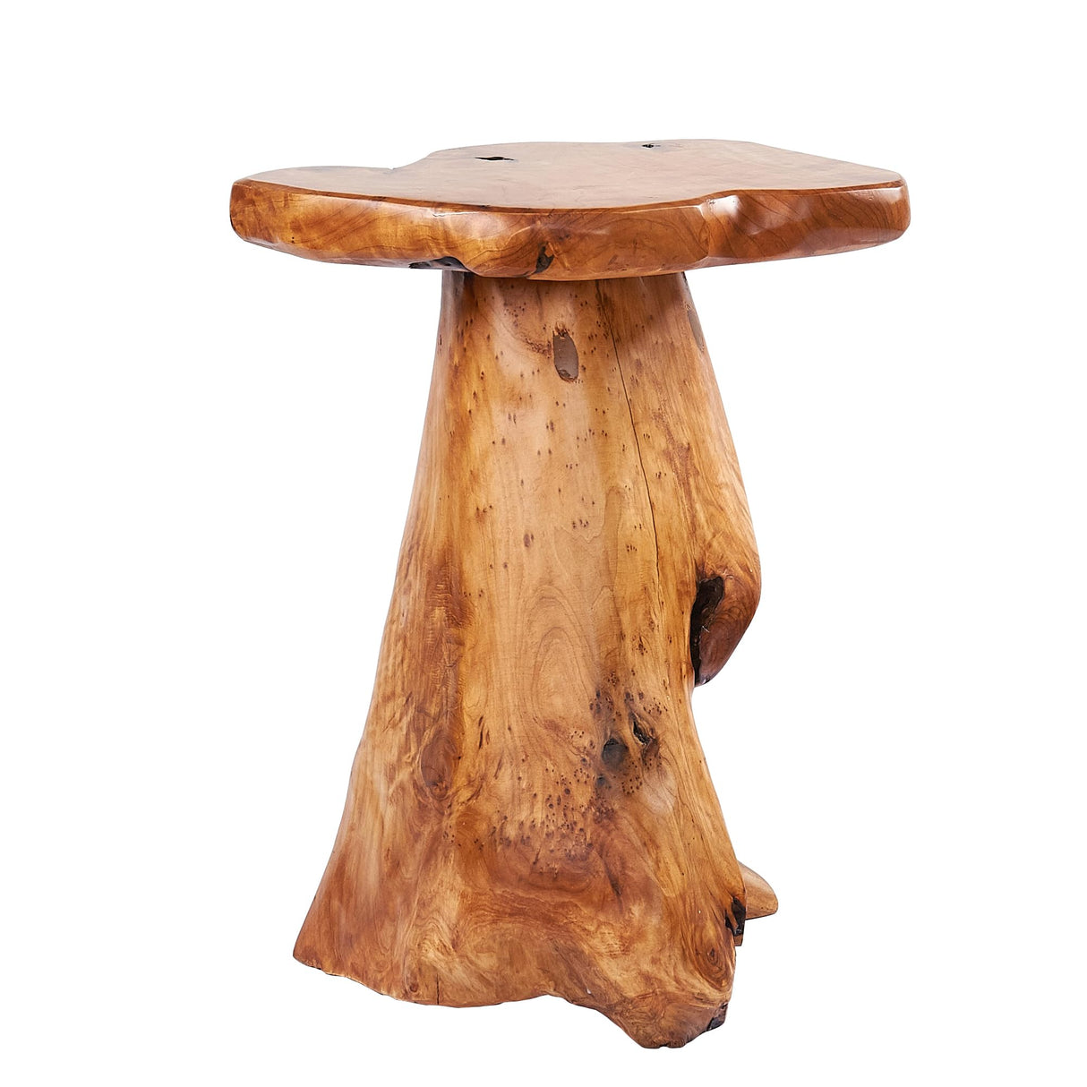 Tree Stump End Table Live Edge Plant Stand 14"x13"x18"H Solid Cedar Wood Outdoor Rustic