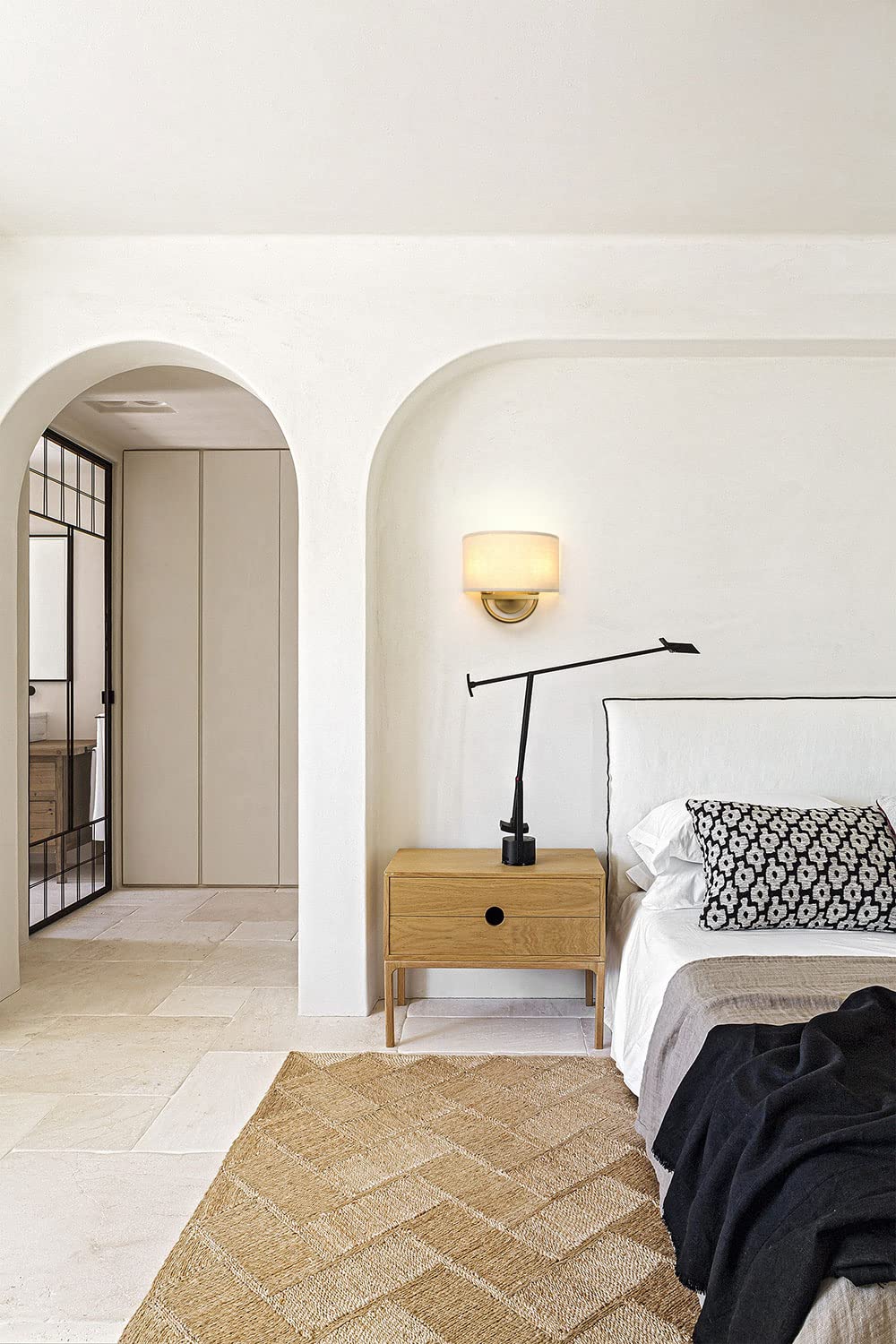 Industrial 2-Lights Wall Sconce Fixtures with Linen Fabric Shade, Double Wall Light