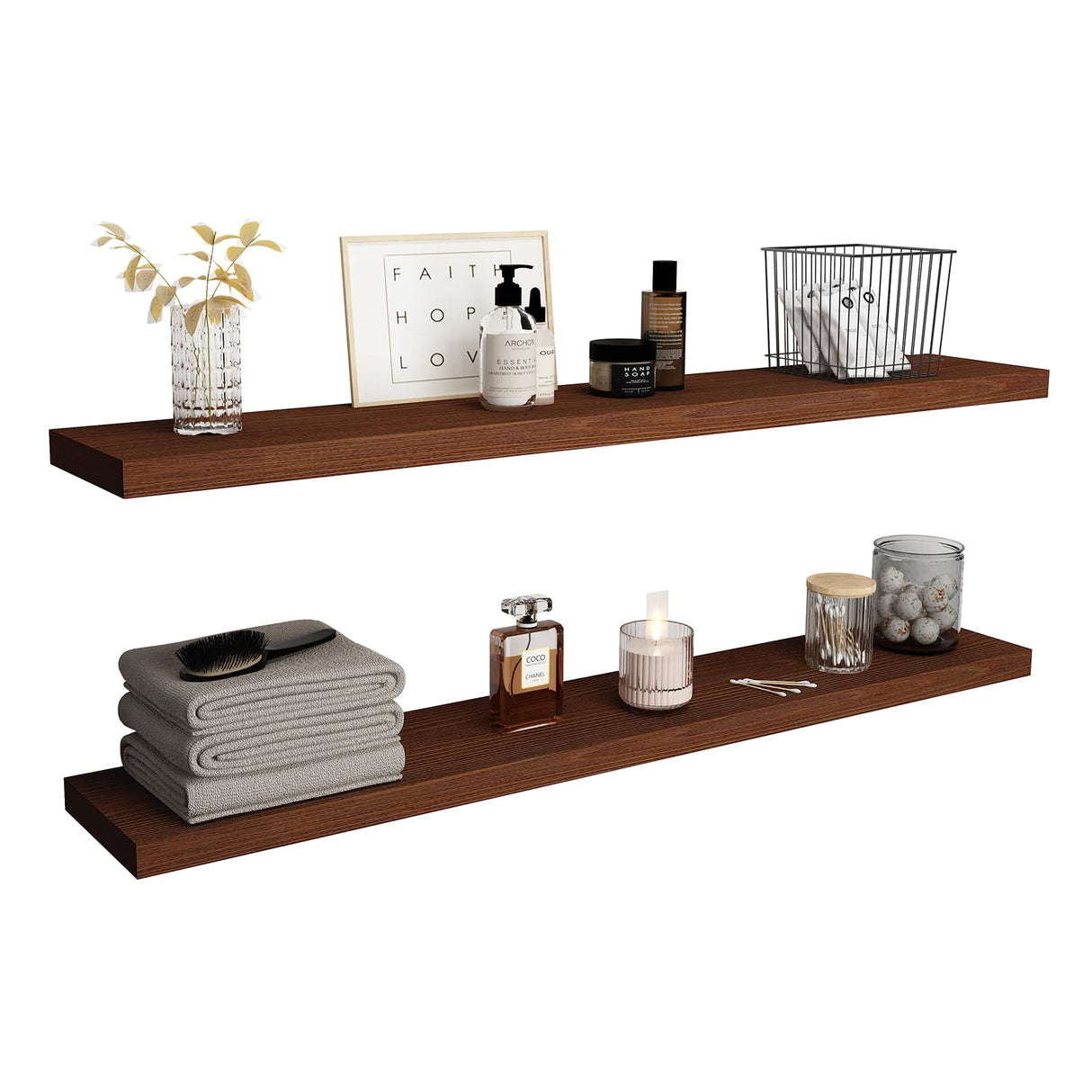 8" Deep Floating Shelves Reclaimed Wood Wall Shelf Pine Wall Mount Shelf (Set of 2