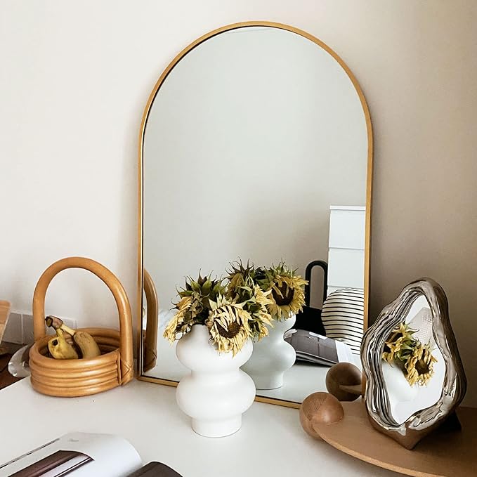 20"x30" Arched Bathroom Mirror - Wall Mounted Mirror - Gold Arch Mirror
