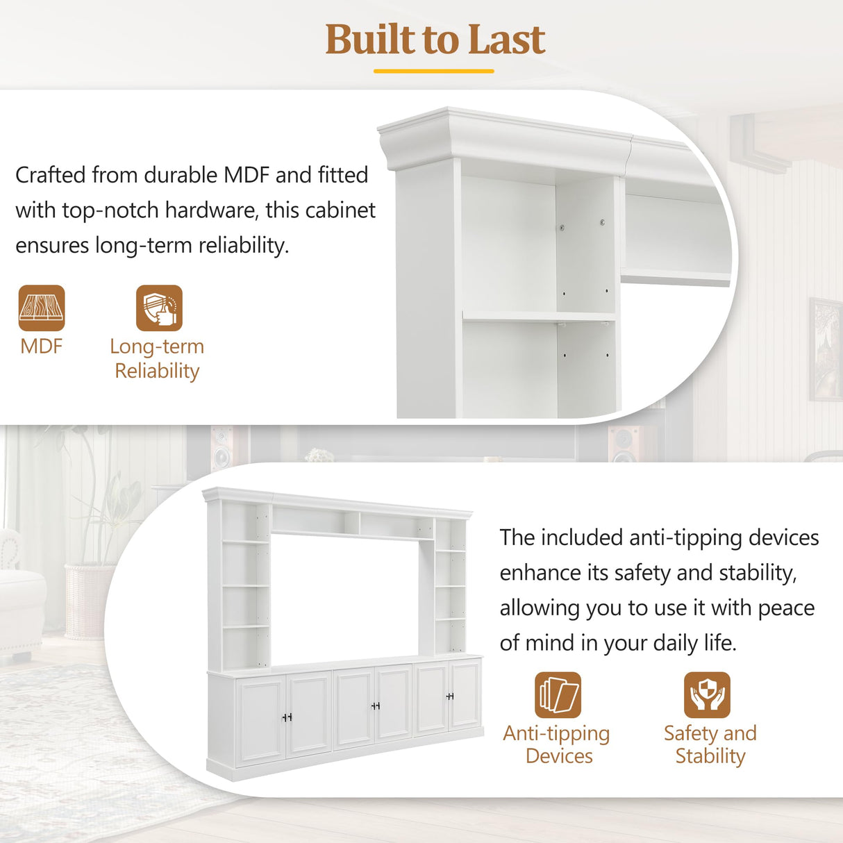 4-Piece Entertainment Center Wall Unit for TVs up to 70"