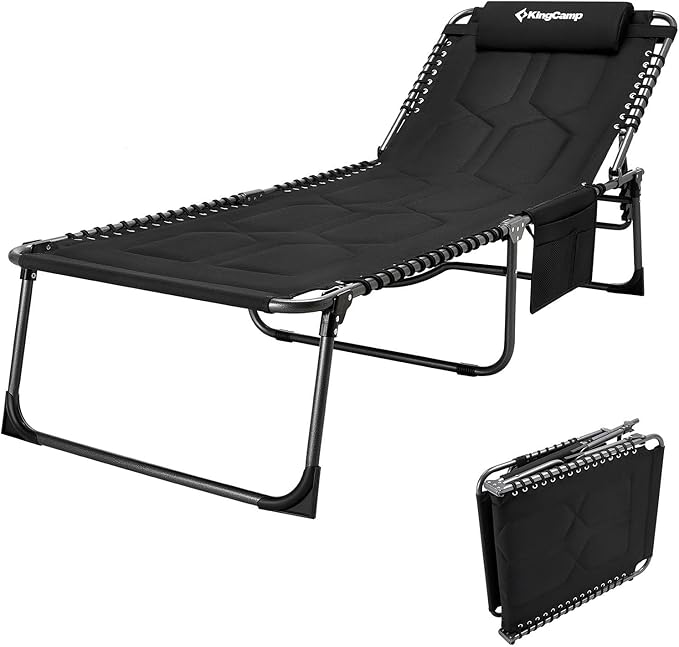 KingCamp Oversize Lounge Chair Outdoor Set of 2, Extra Large Padded Folding 5 Positions