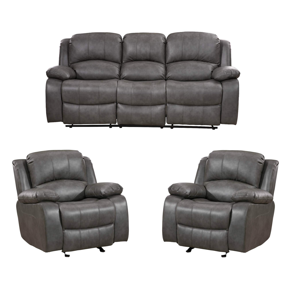 Leather 3+1+1 Loveseat Sofa Set with Footrest