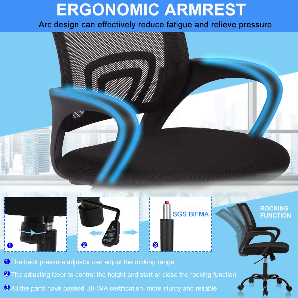 Ergonomic Office Chair Computer Desk Chair with Back Support Mesh Rolling Swivel PC