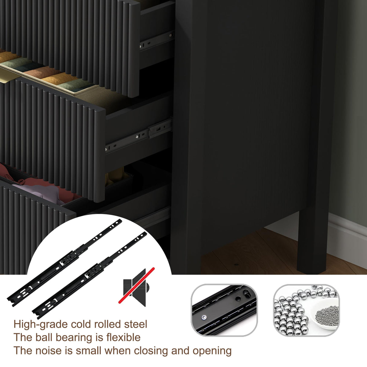 End Table with Storage, Wooden Farmhouse Nightstands with 3 Drawers