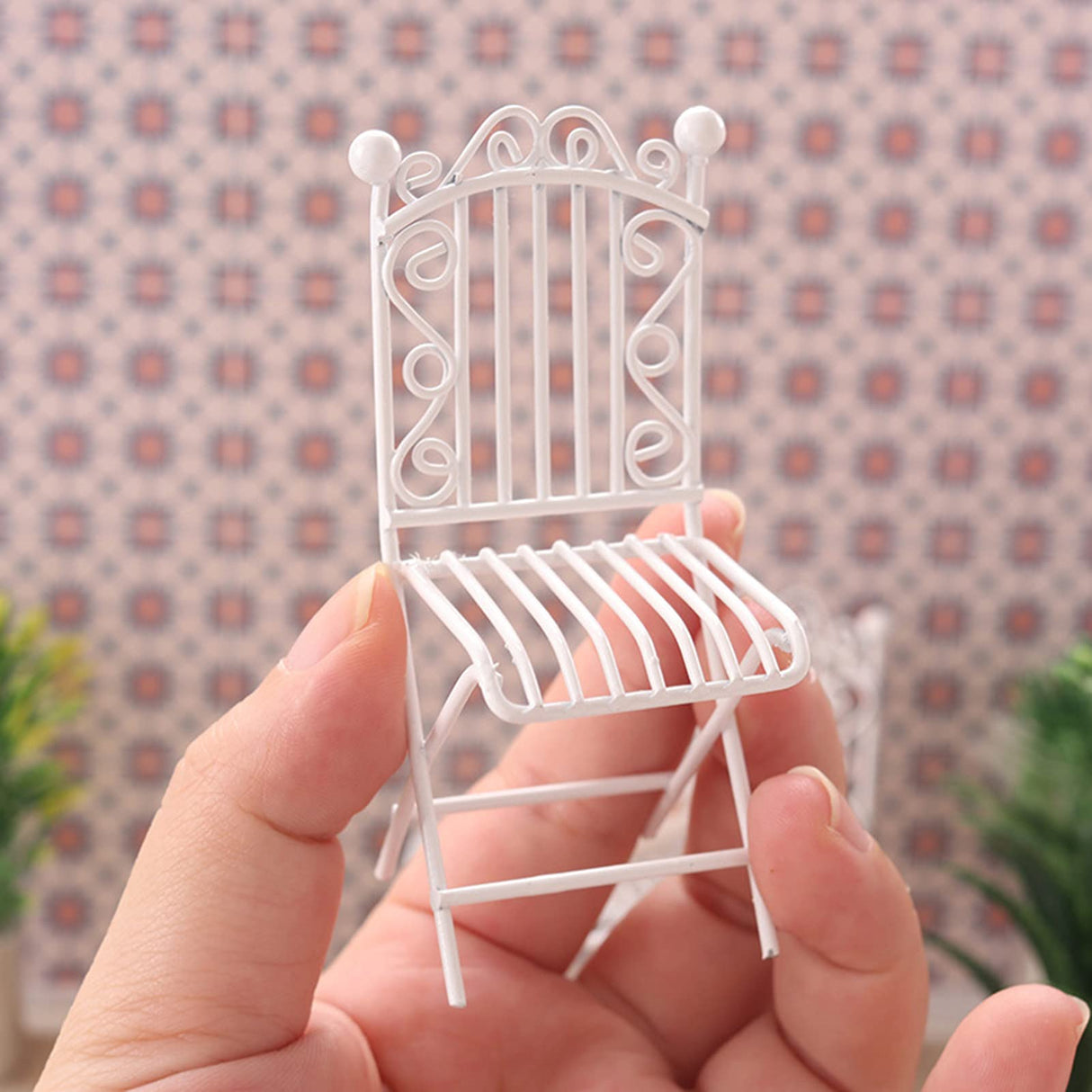White Metal Bistro Set - 1/12 Scale Miniature Table and Chairs for Dollhouse & Fairy Garden