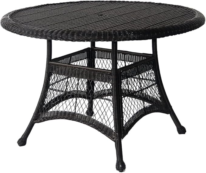 Wicker Round Dining Table, 44", White