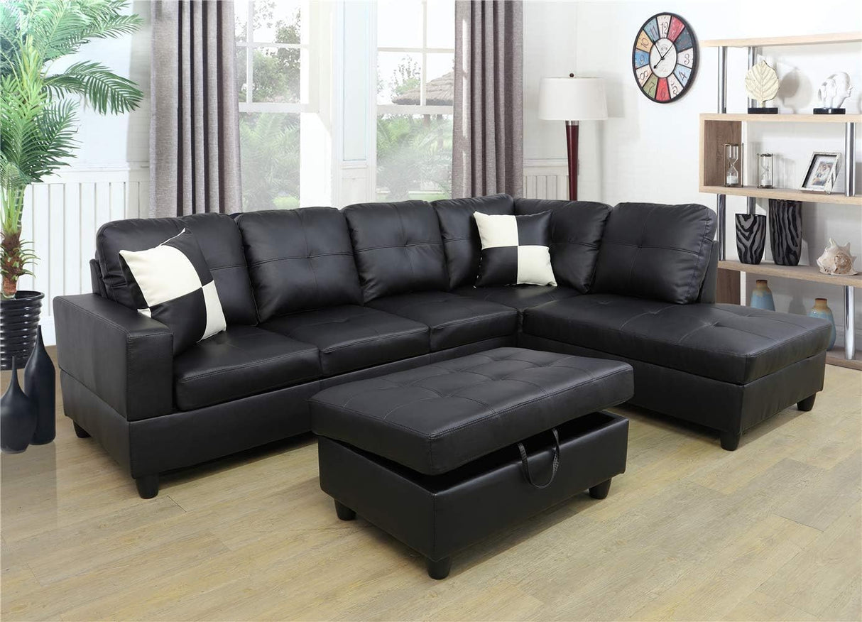 3 PCS Living Room Set, Sectional Sofa Set, L-Shape Couch in Home