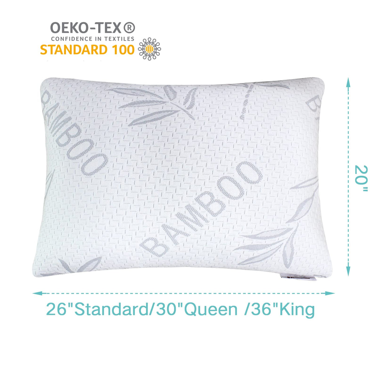 JJDANFILL Rayon Derived from Bamboo Pillow King Size Set of 2 - Machine Washable Bed Pillows for Sleeping for Back, Stomach, Side Sleeper - Firm Shredded Memory Foam Pillows 20 * 36in