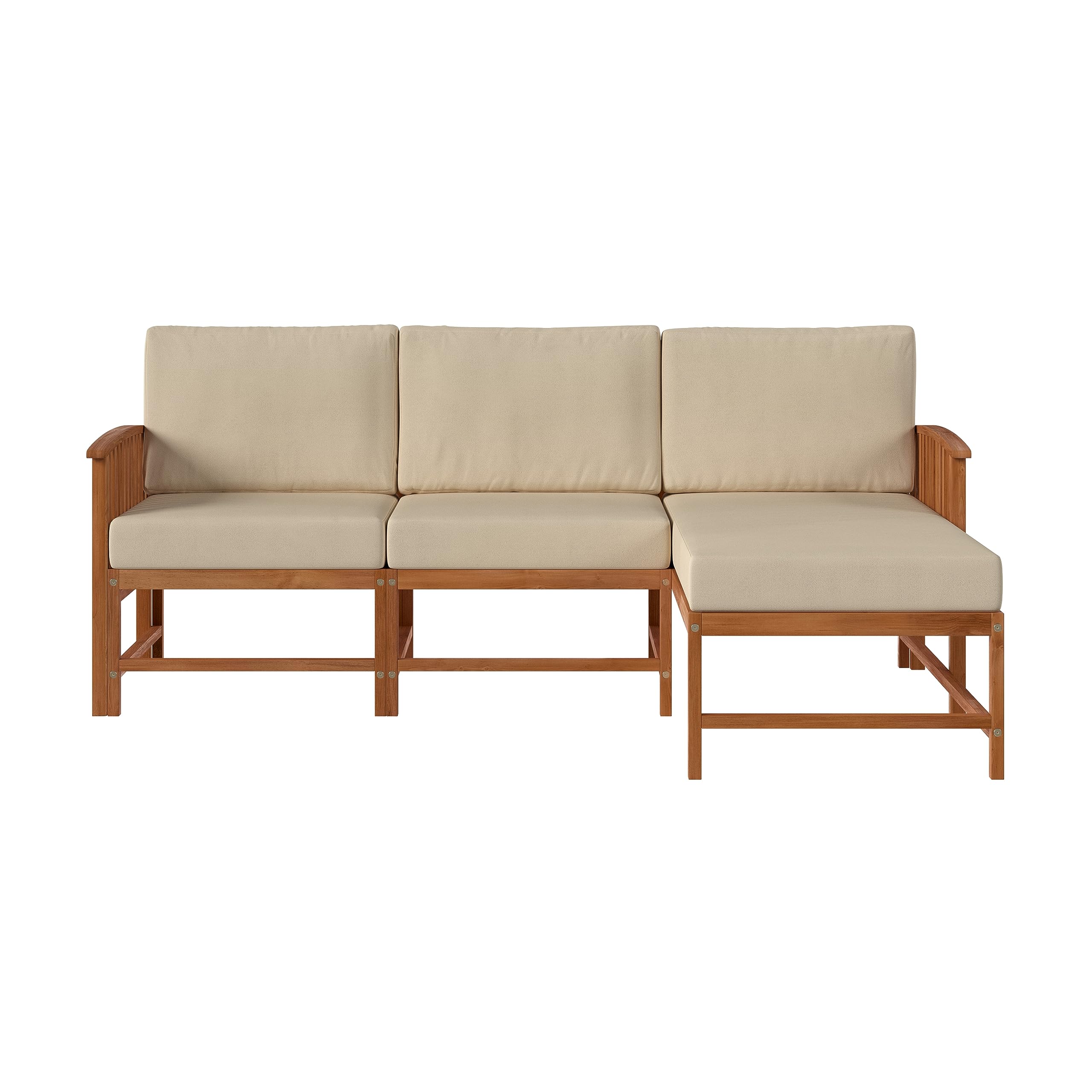 Modern 3-Piece Solid Wood Patio Sectional