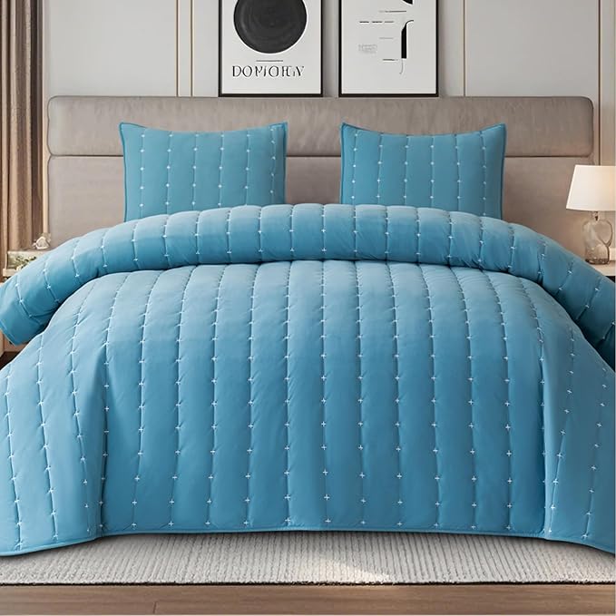 Queen Bedspread Set, Fluffy Bedding Set, Lightweight Quilt Set