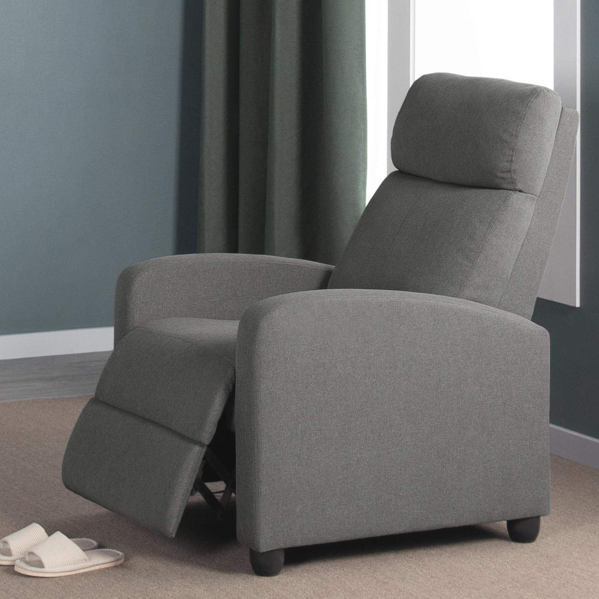 Home Theater Seating Fabric Recliner Chair Modern Single Living Room Reclining Sofa