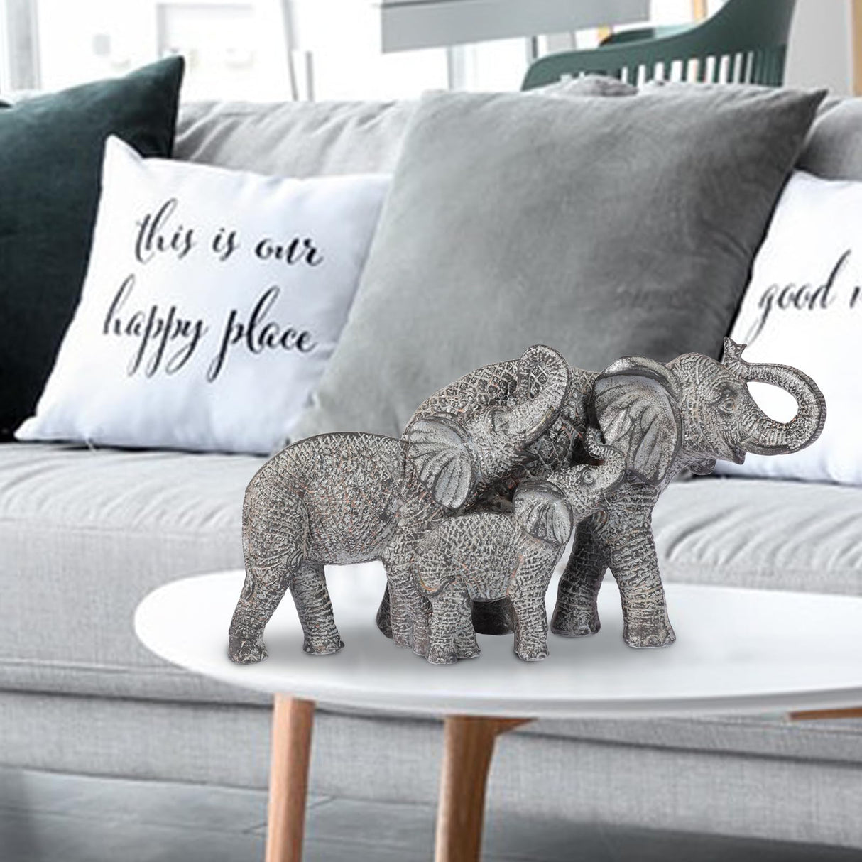 Adorn Your Space with Charm: Resin Elephant Family Decor Sculpture, Perfect Addition