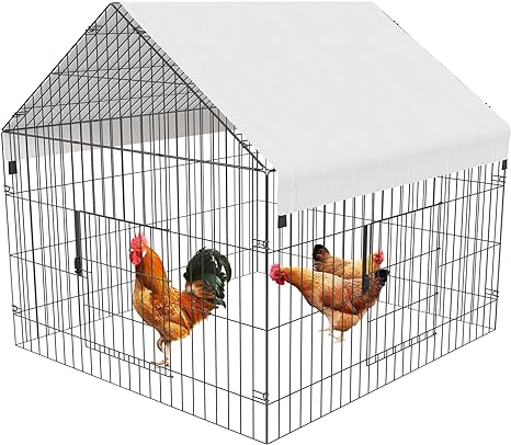 Metal Chicken Coop 86"×40"×40" Chicken Run with Waterproof Cover Portable Poultry Cage Walk in Hen House