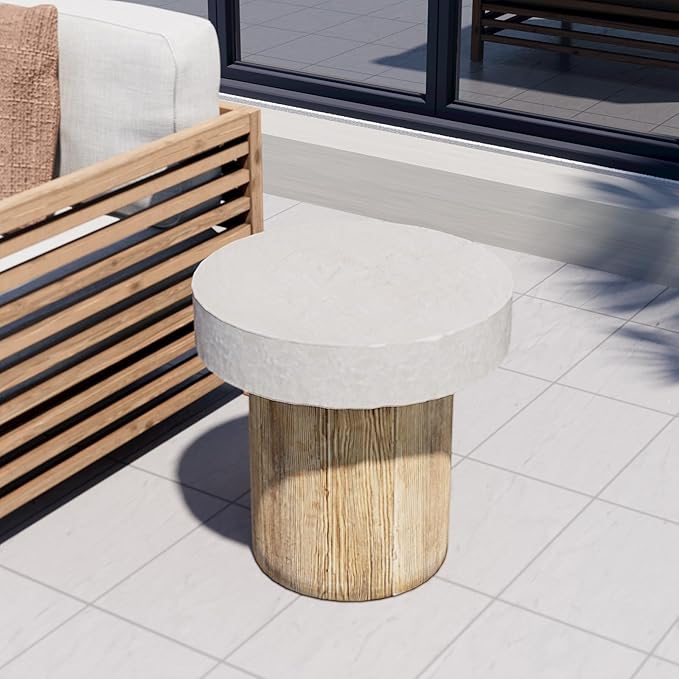 Medium Side Table, Patio Coffee Table, 19.7 inches Square MgO End Stool