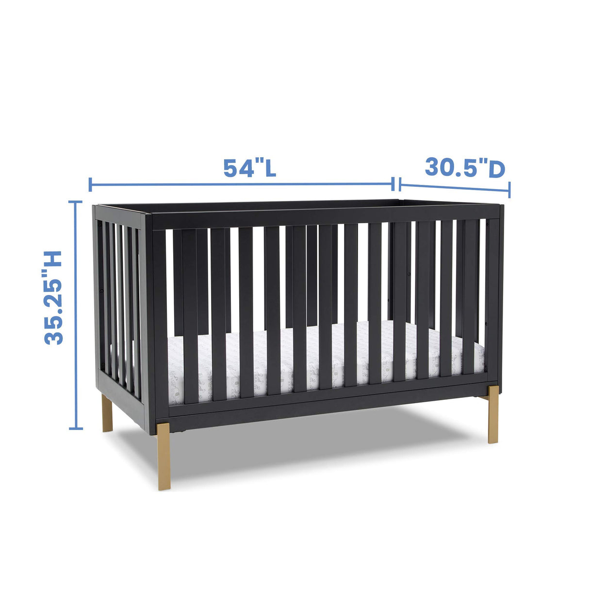 Hendrix 4-in-1 Convertible Crib, Midnight Grey/Bronze