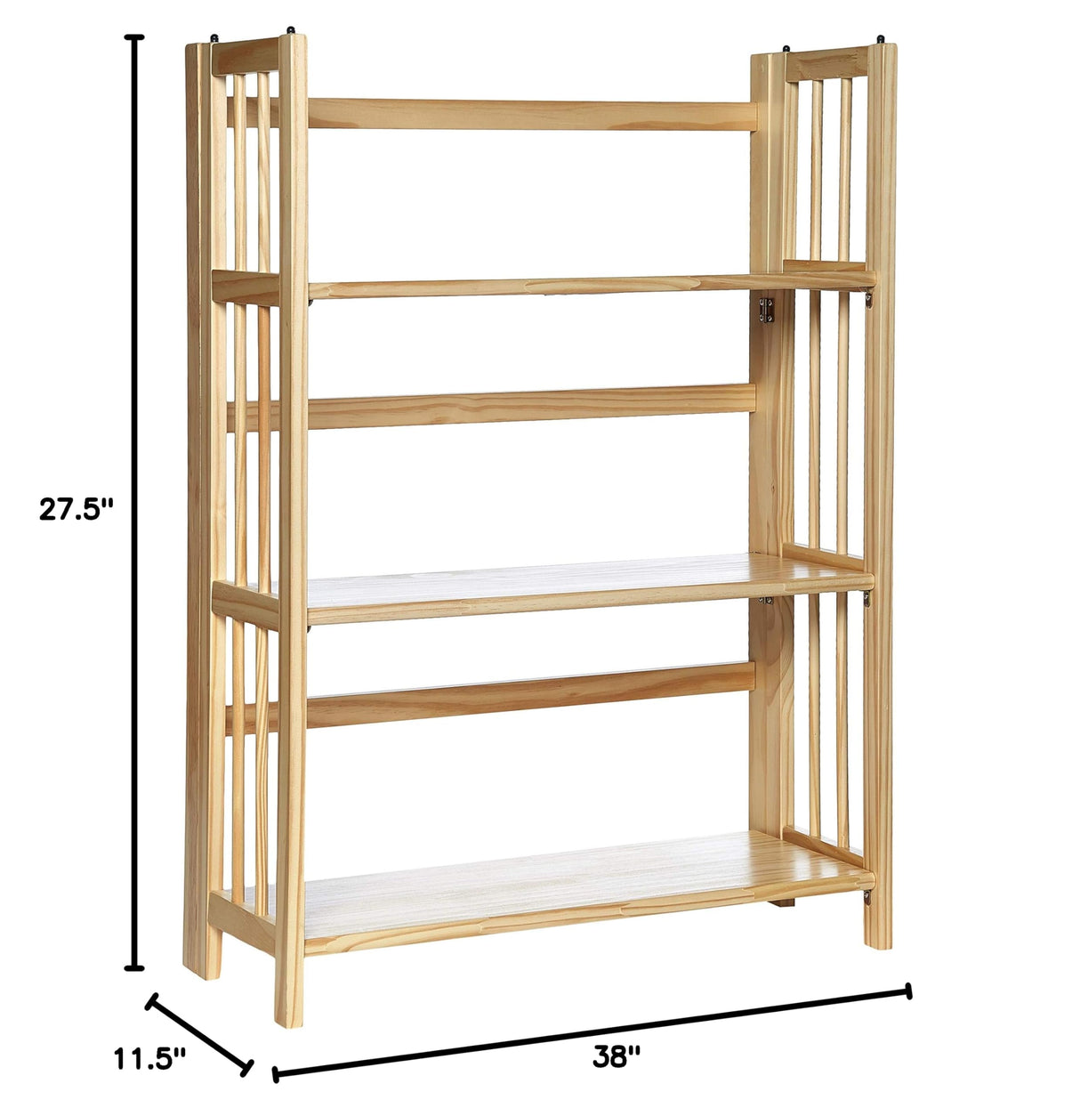 3-Shelf Folding Stackable Bookcase (27.5" Wide)-Natural