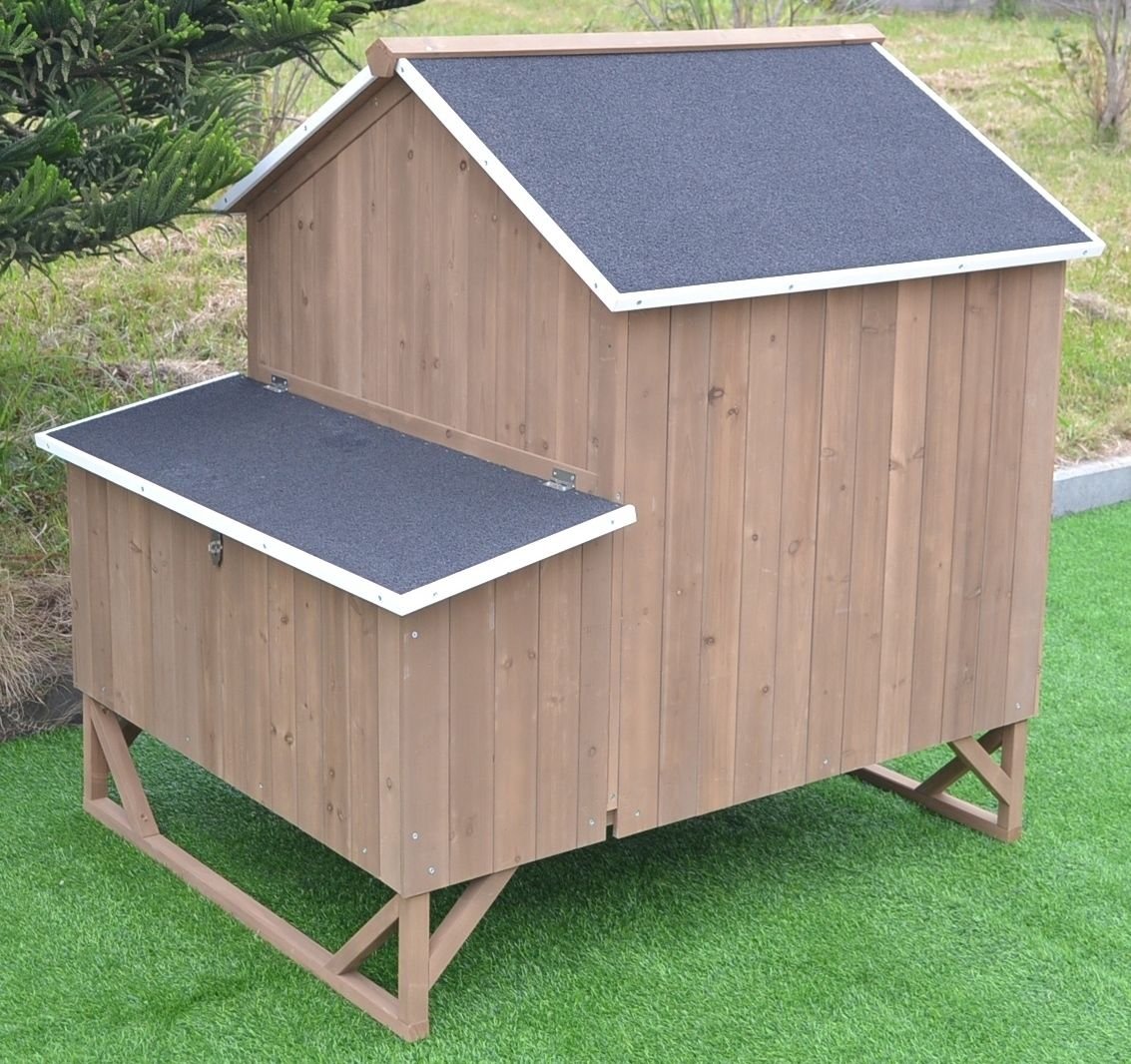 Deluxe Large Wood Chicken Coop Backyard Hen House 4-8 Chickens