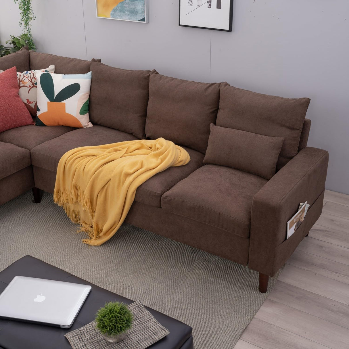 Panana 6-Seater Linen Sectional Corner Sofa with Cushion Back