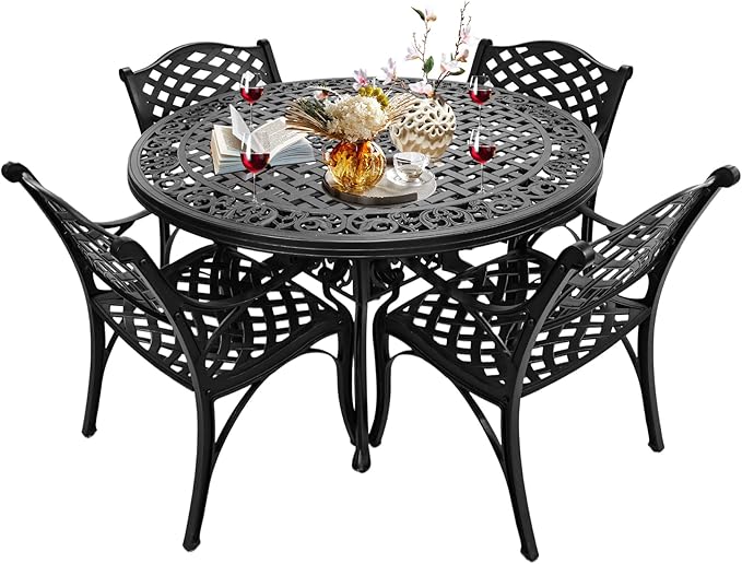 Cast Aluminum Patio Bistro Sets Outdoor Bistro Table and Chair Set of 2 wit