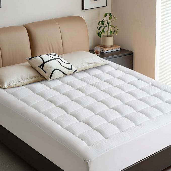 Mattress Pad Full Size Soft Cotton Mattress Cover,Quilted Fitted Mattress