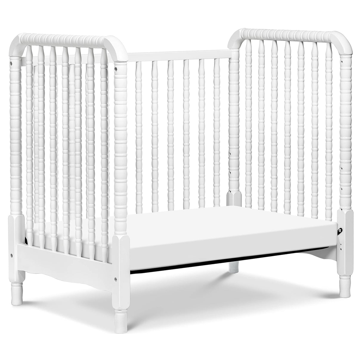 Lind 3-in-1 Convertible Mini Crib in White, Removable Wheels, Greenguard Gold Certified