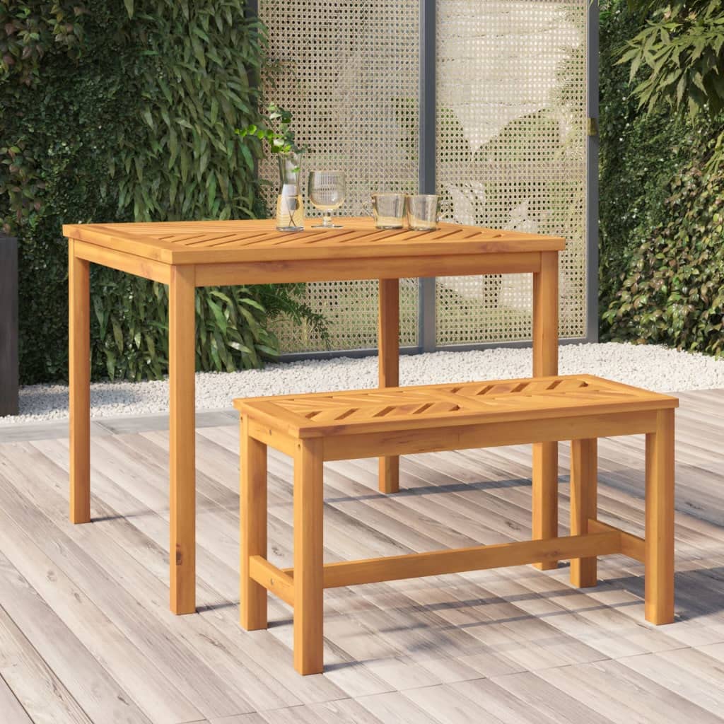 Square Acacia Wood Patio Dining Table - 35.4" Outdoor Garden Furniture