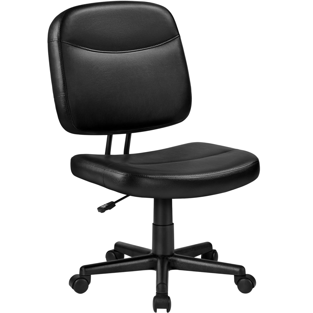 Armless Office Chair Ergonomic Desk Chair Low Back PU Leather Adjustable Swivel