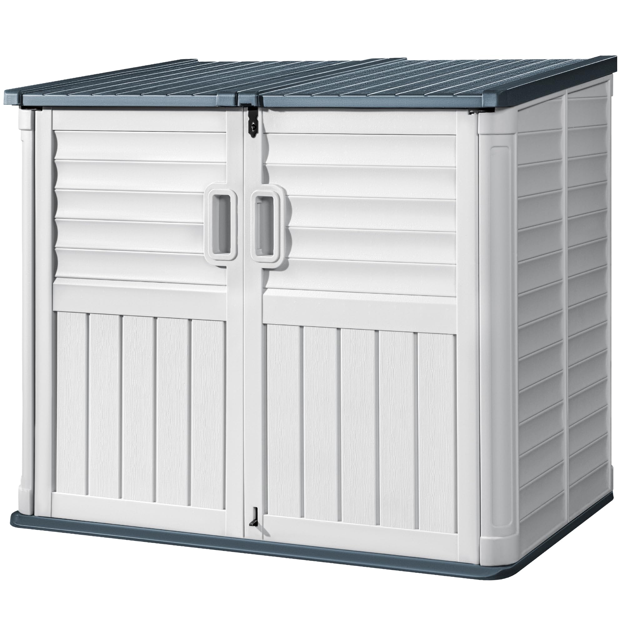 Resin Outdoor Storage Shed, 34 Cu Ft Outdoor Storage Cabinet Without Shelf, Waterproof