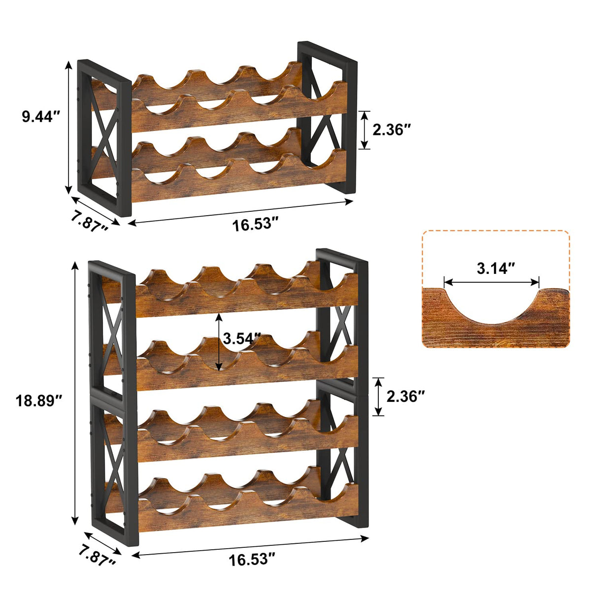 2-in-1 Wine Rack Countertop, Small Wine Rack Organizer Holder