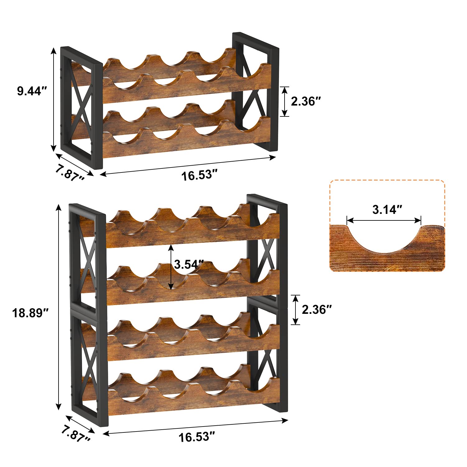 2-in-1 Wine Rack Countertop, Small Wine Rack Organizer Holder