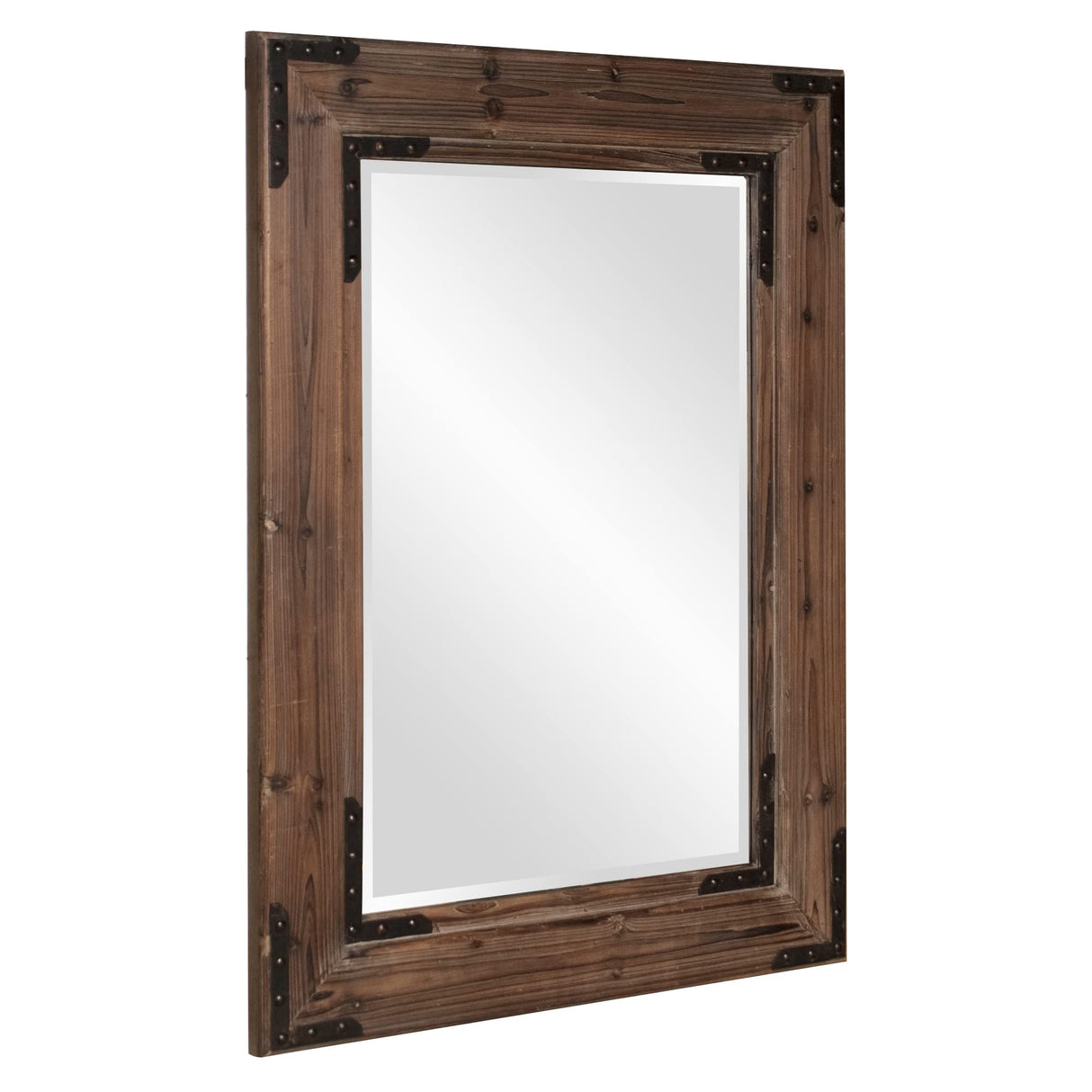 Hanging Rectangular Mirror for Wall, Large Natural Wooden Frame Mirror