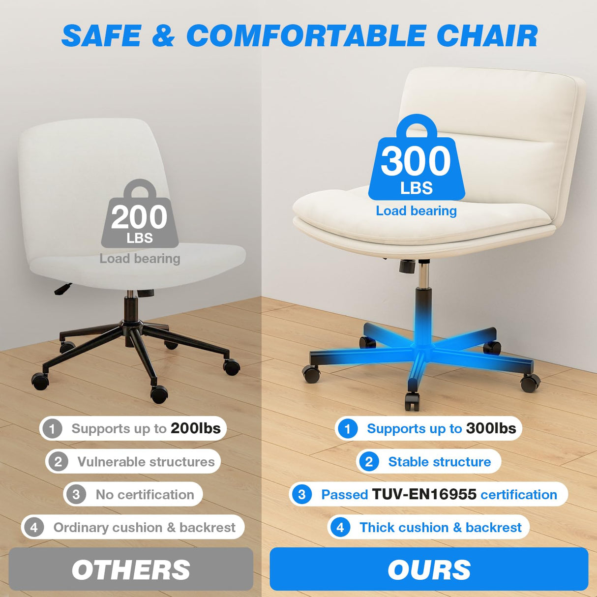 Criss Cross Office Chair with Wheels - Height Adjustable Swivel Desk Chair