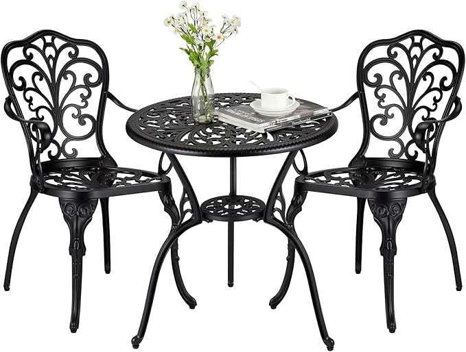 3 Piece Bistro Set, Outdoor Bistro Table and Chairs Set of 2