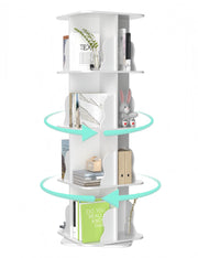 Rotating Bookshelf Tower 4 Tier, New Upgrade Revolving 360 Book Shelf Storage