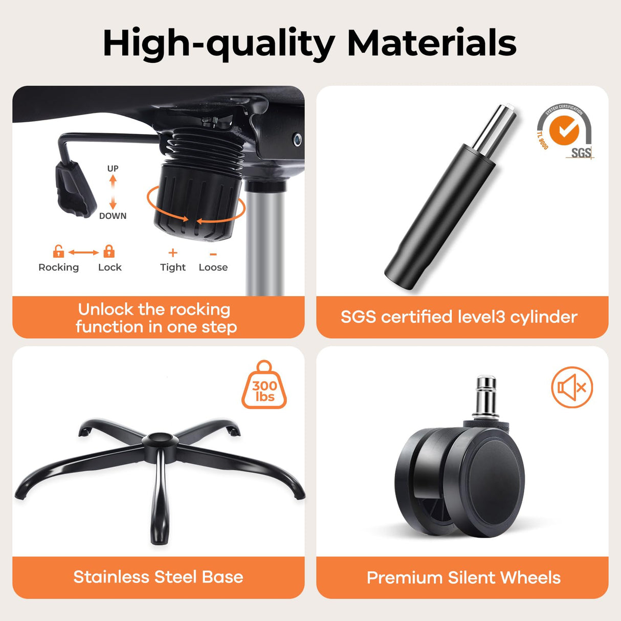 Ergonomic Office Chair with Lumbar Support and Adjustable Headrest